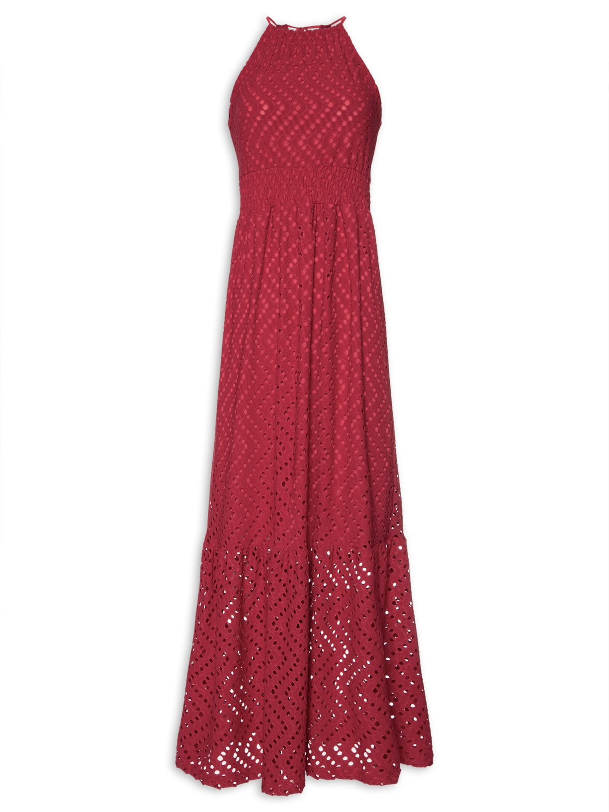 Vestido Midi Texturizado Vermelho Basiq