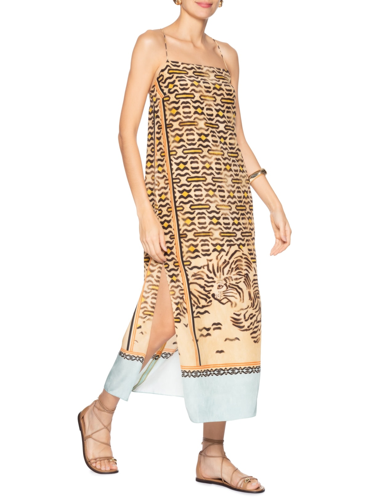 Vestido Midi Tigre Color Animal Print Animale