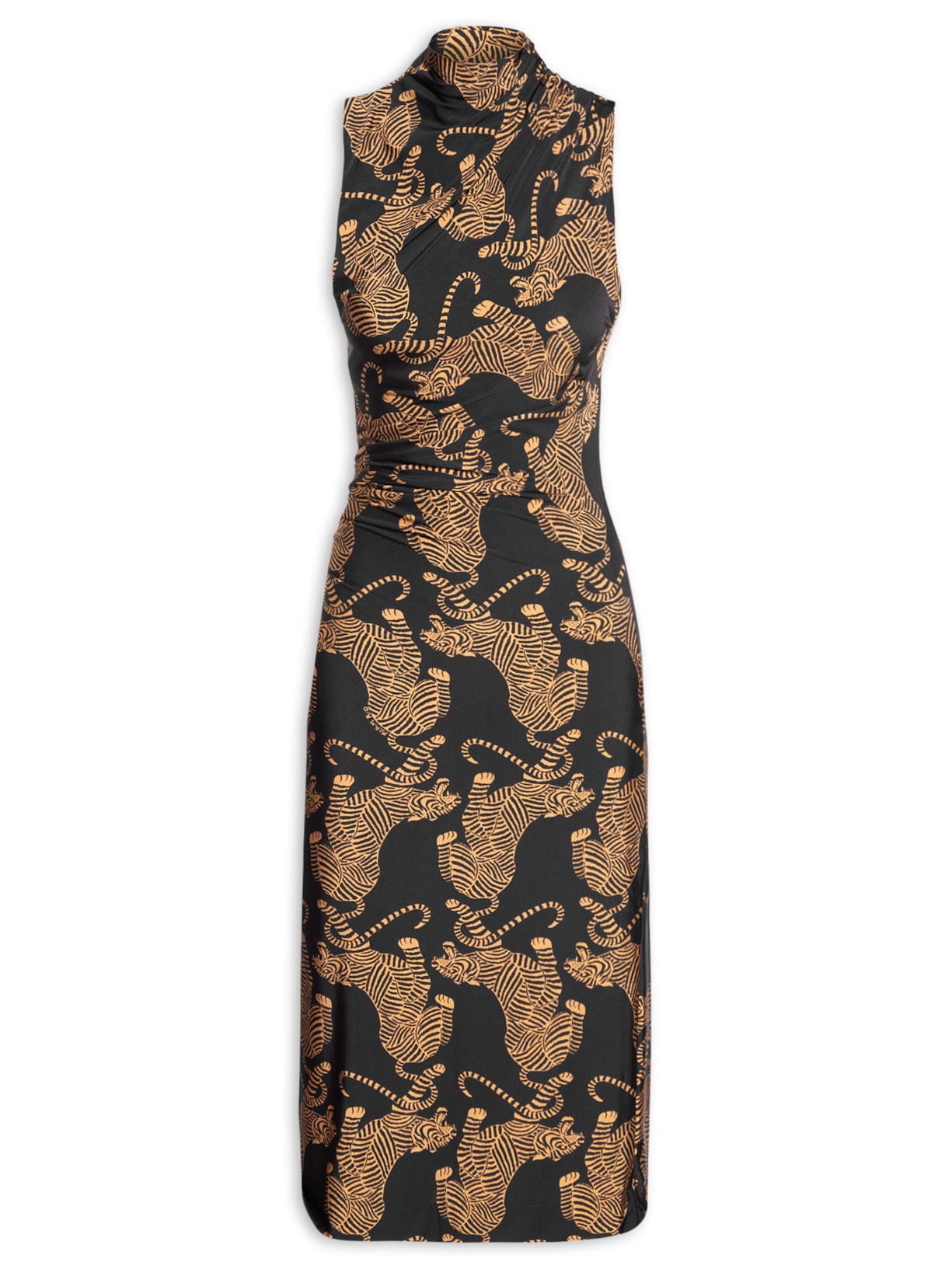 Vestido Midi Tigres - Preto