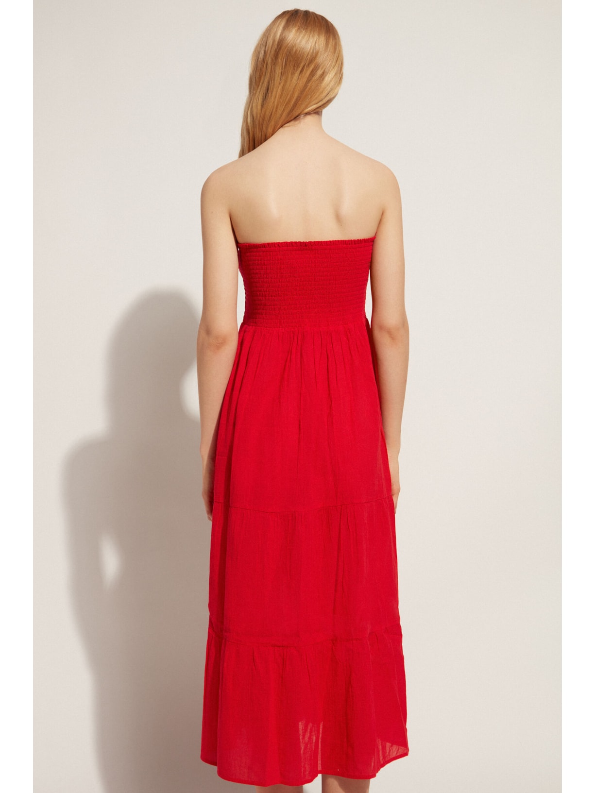 Vestido Midi Tomara-Que-Caia Em Algodão Vermelho Calzedonia