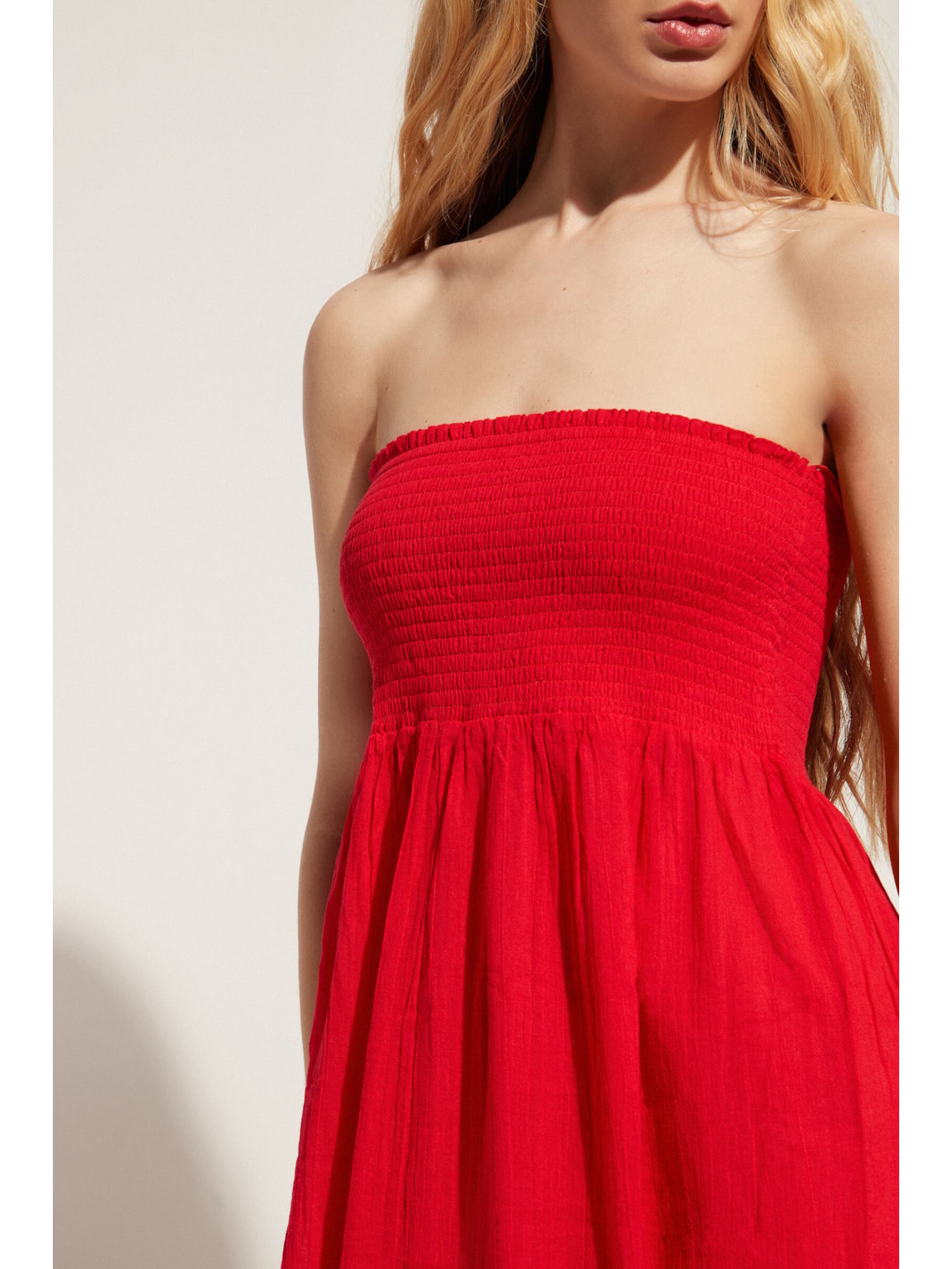 Vestido Midi Tomara-Que-Caia Em Algodão Vermelho Calzedonia
