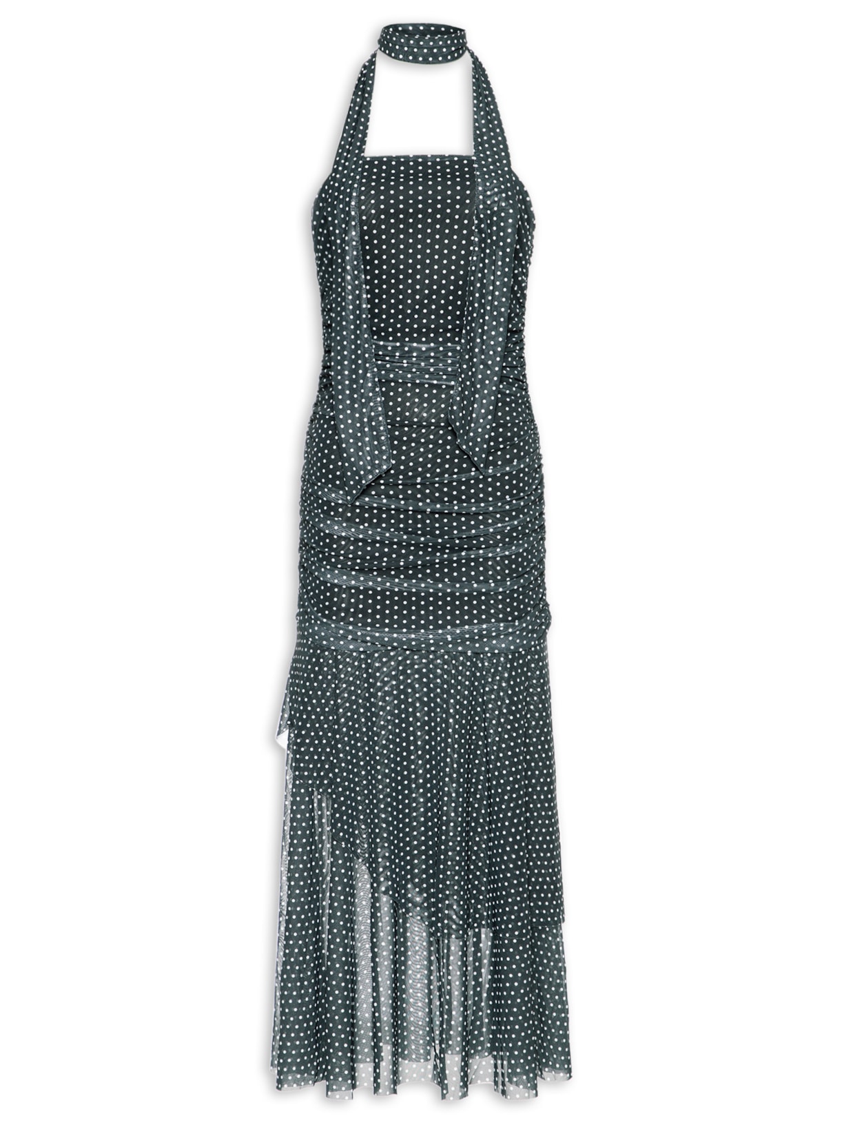 Vestido Midi Tomara Que Caia em Poá Preto Market 33