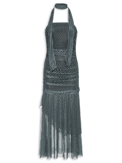 Vestido Midi Tomara Que Caia em Poá - Preto