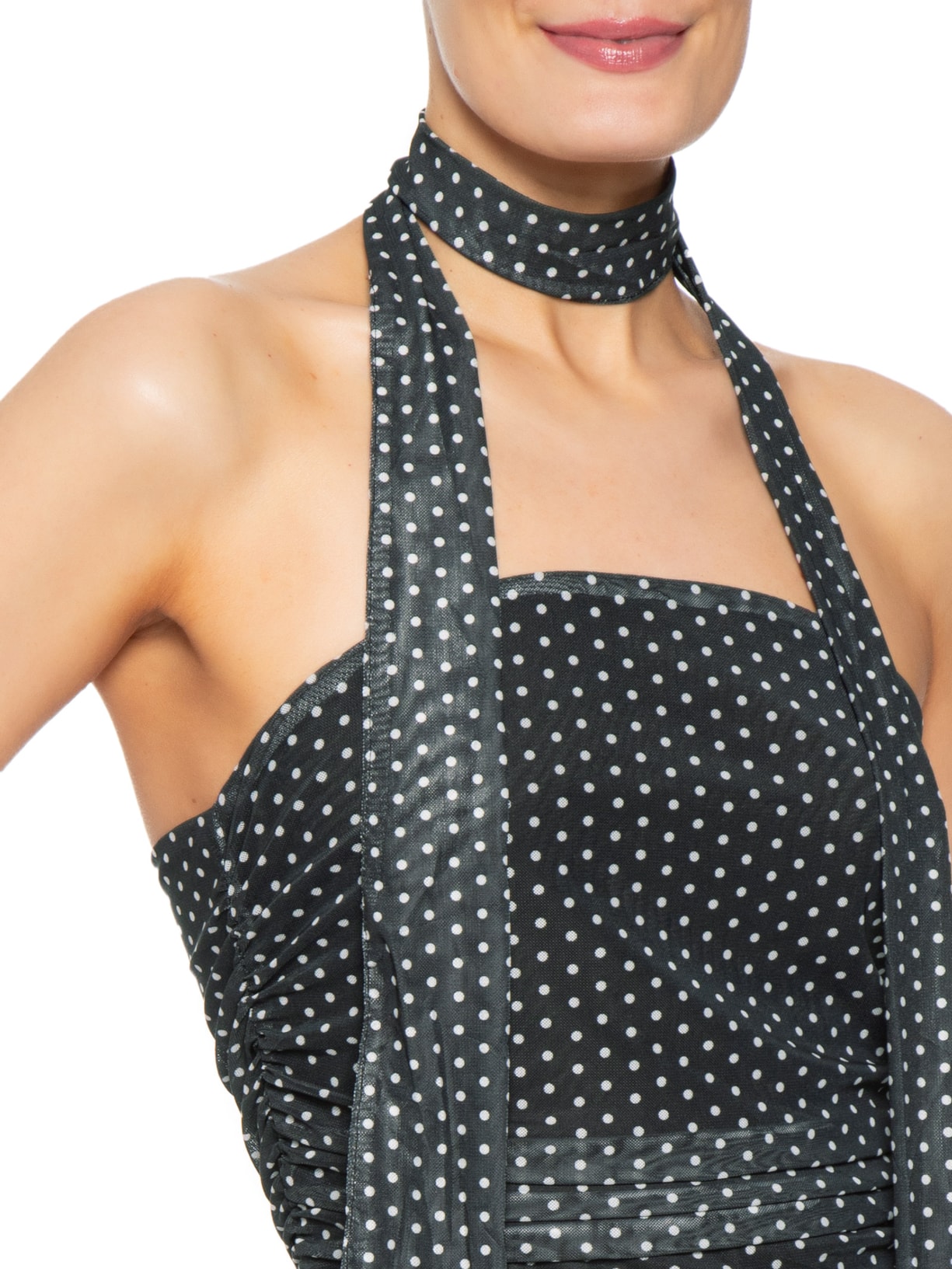 Vestido Midi Tomara Que Caia em Poá Preto Market 33