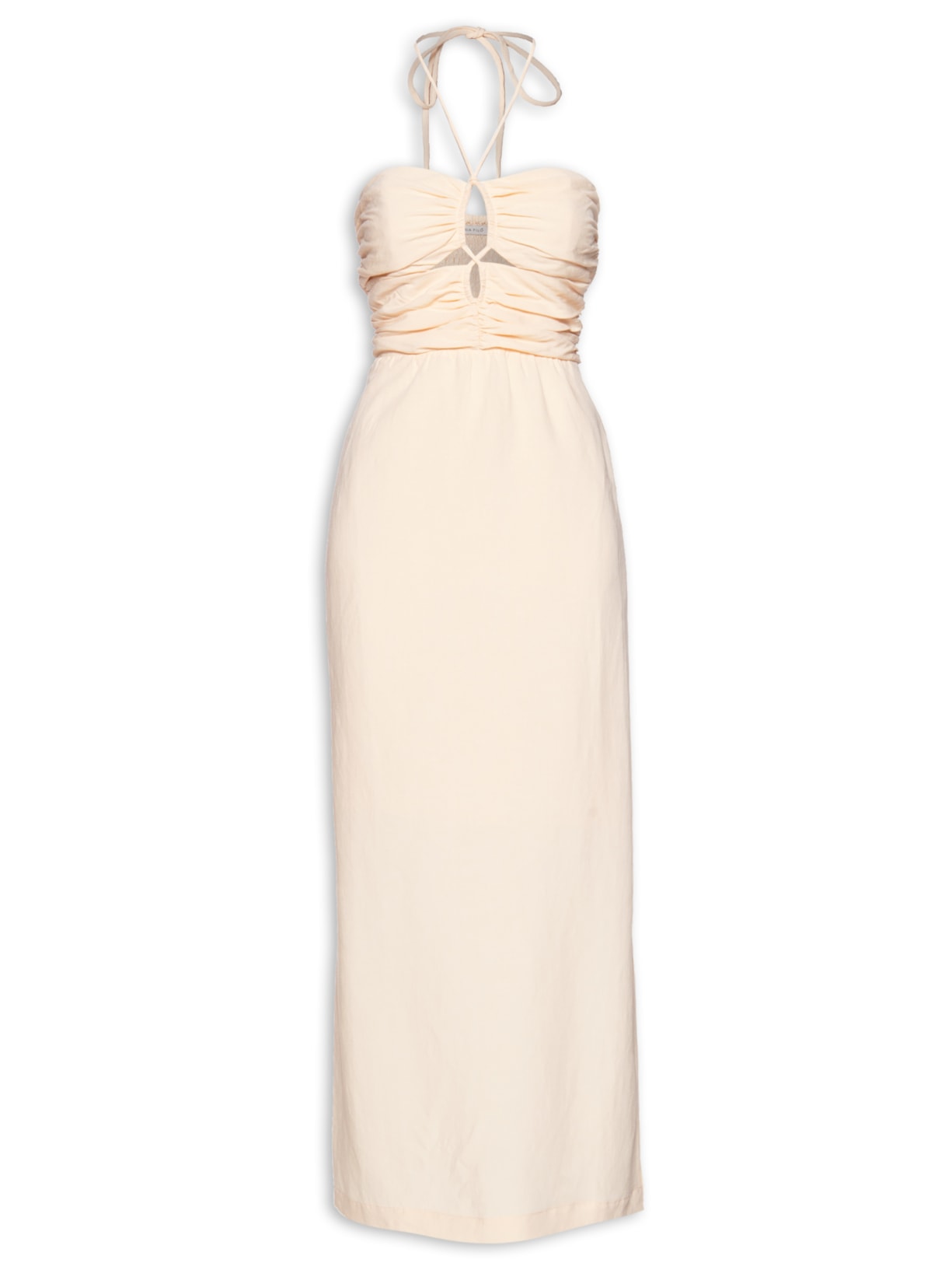 Vestido Midi Top Franzido - Bege