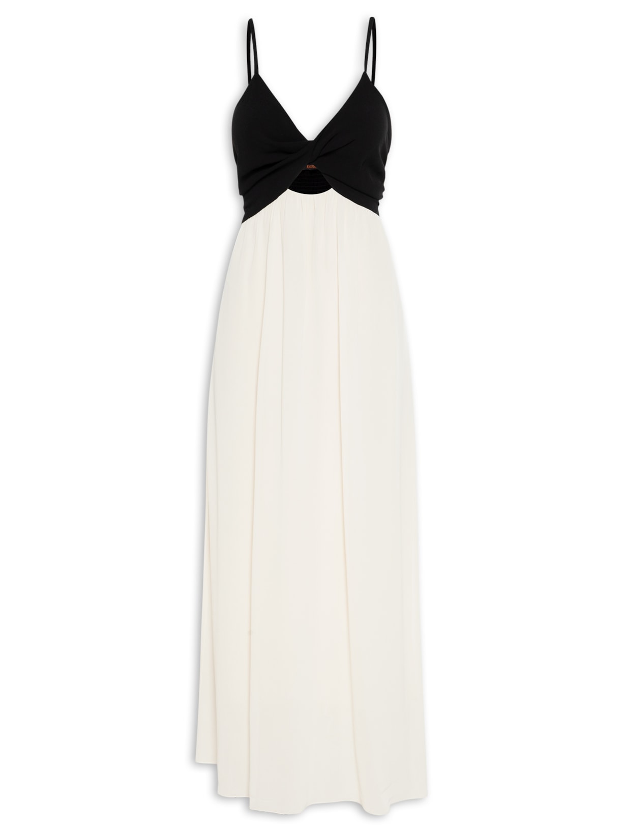 Vestido Midi Top Torcido Bicolor - Off White