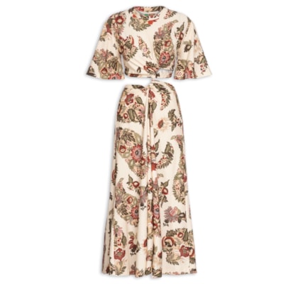 Vestido Midi Torção Floral Raiana - Amarelo