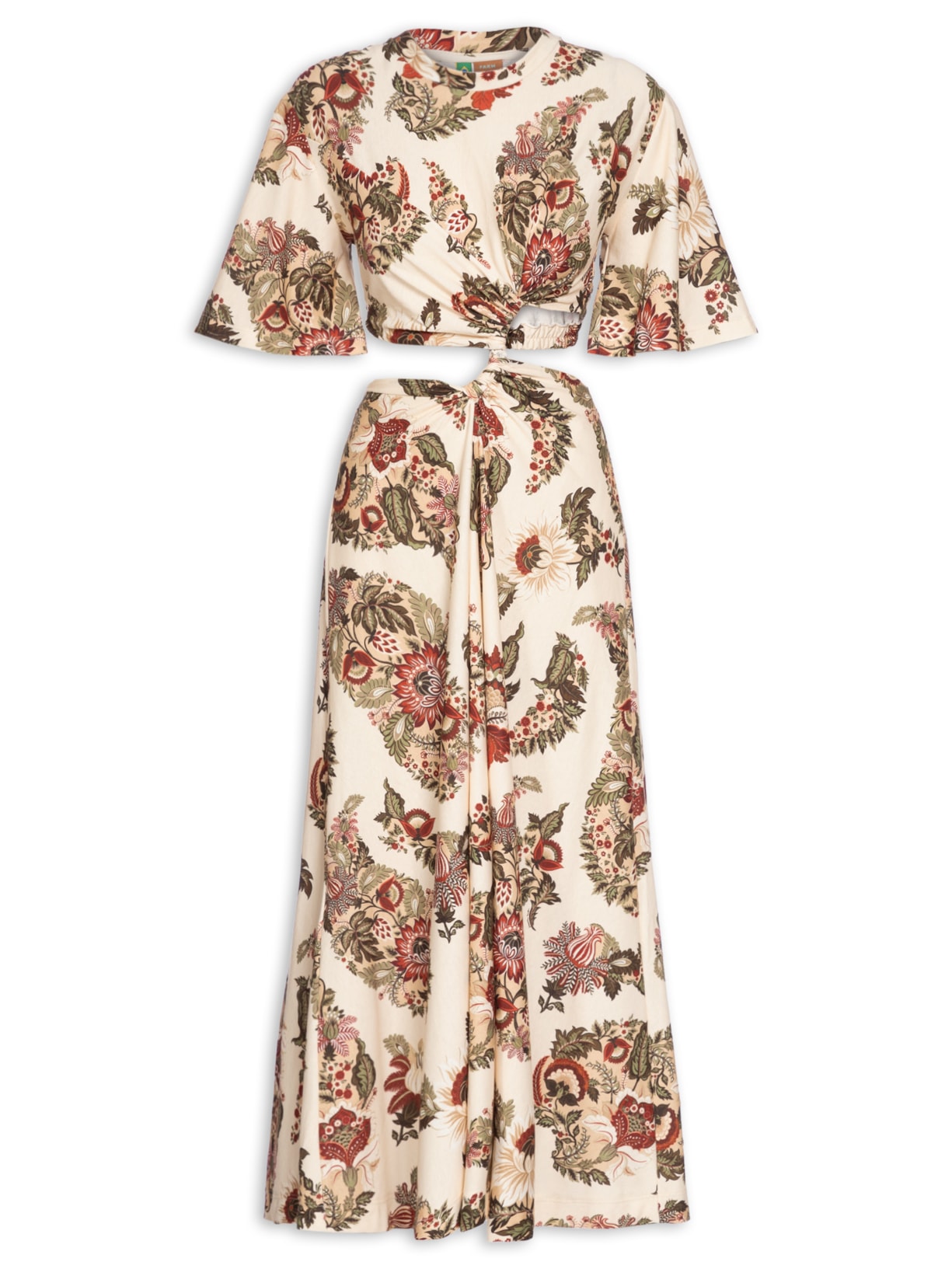 Vestido Midi Torção Floral Raiana - Amarelo