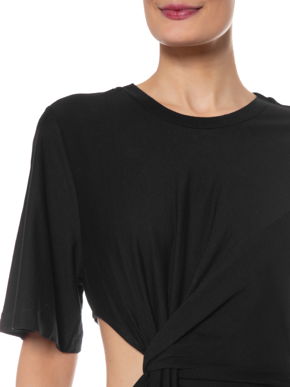 Vestido Midi Torção Preto Farm