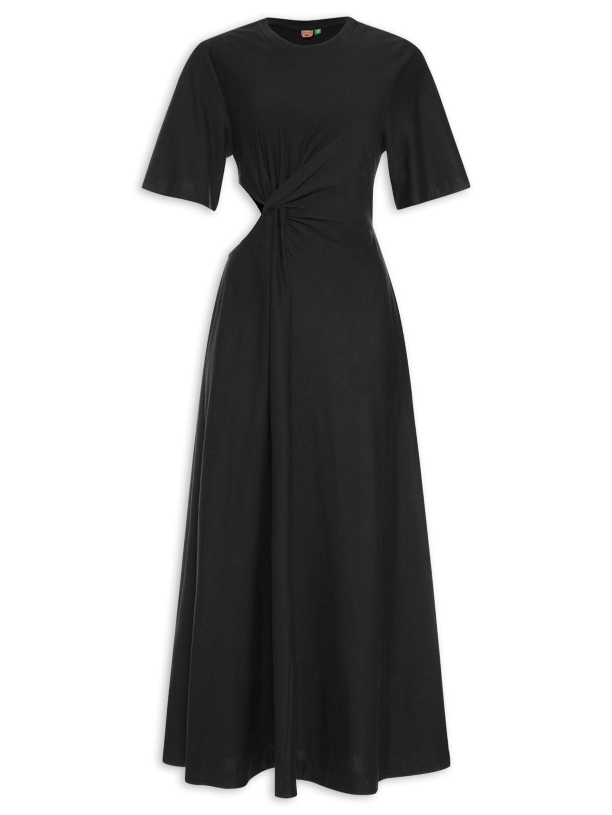 Vestido Midi Torção Preto Farm