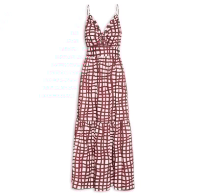 Vestido Midi Trama Vinho - Vermelho