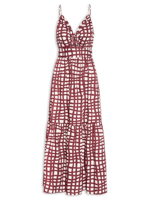 Vestido Midi Trama Vinho - Vermelho
