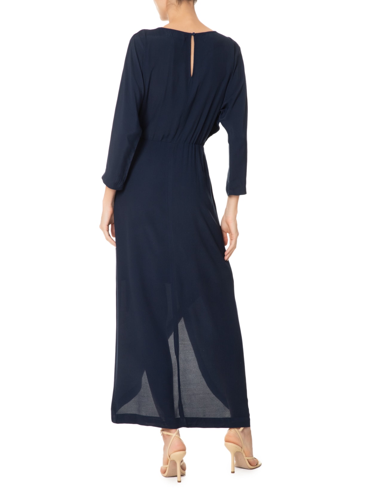 Vestido Midi Transpasse Azul Shoulder