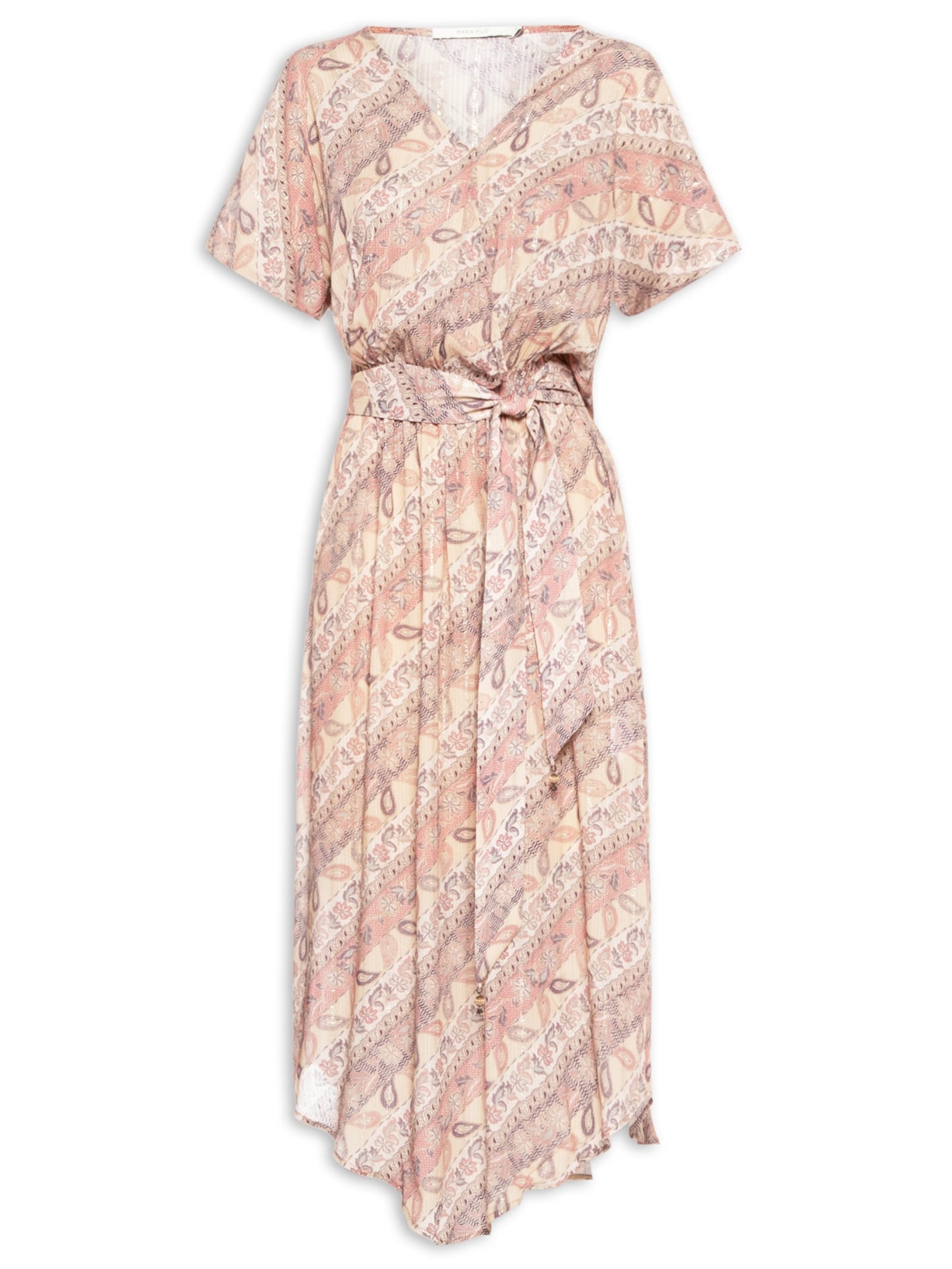 Vestido Midi Transpasse Faixa Est Beli - Rosa