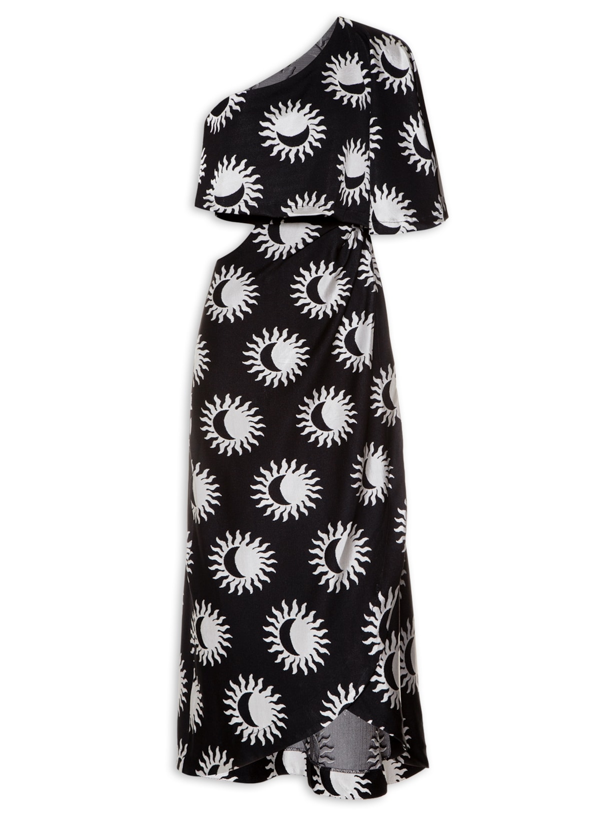 Vestido Midi Transpasse Maré De Sol - Preto