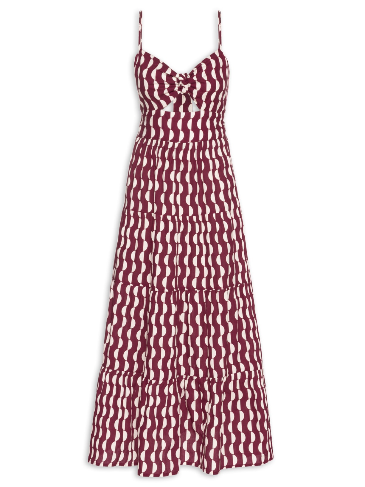 Vestido Midi Tricoline Estampa Copa - Vermelho