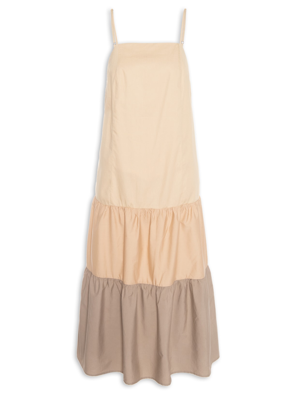 Vestido Midi Tricolor Neutros - Bege