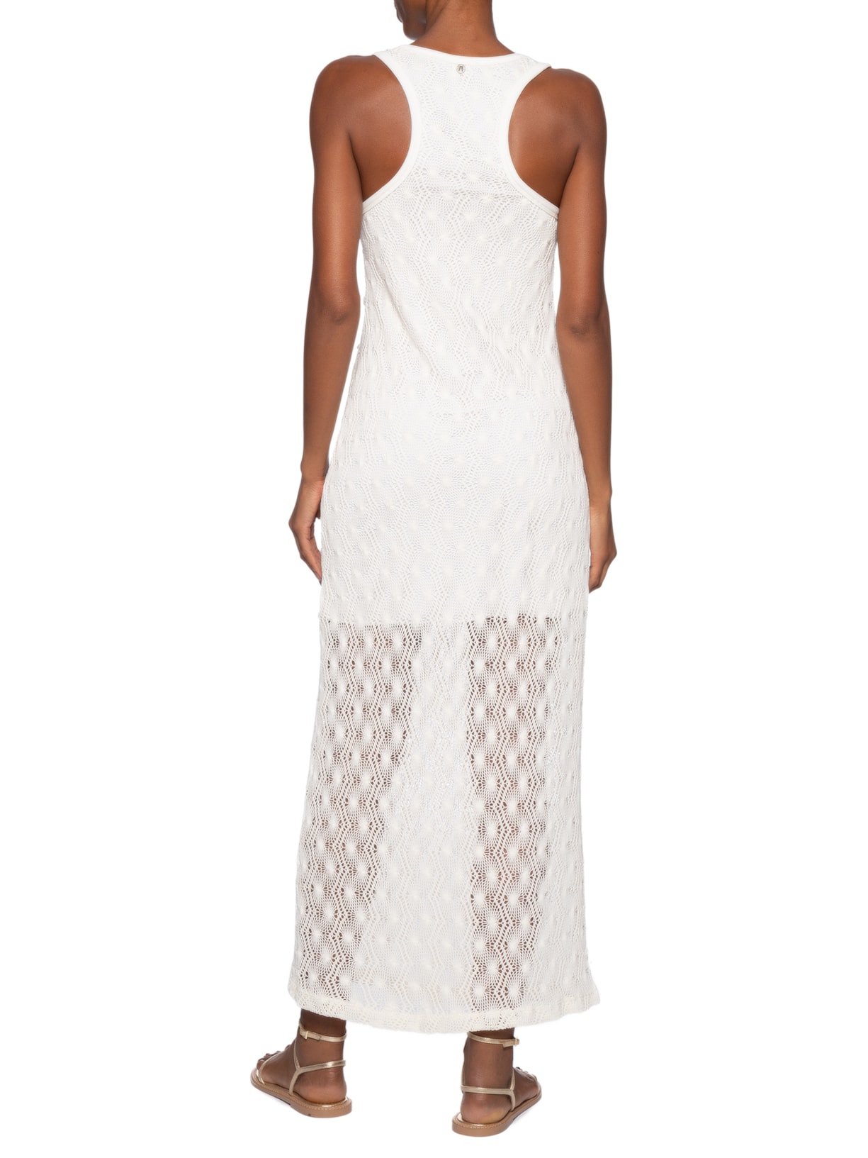 Vestido Midi Tricot Bordado Branco Animale Jeans