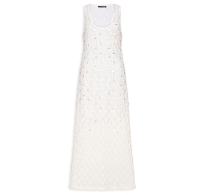 Vestido Midi Tricot Bordado - Branco