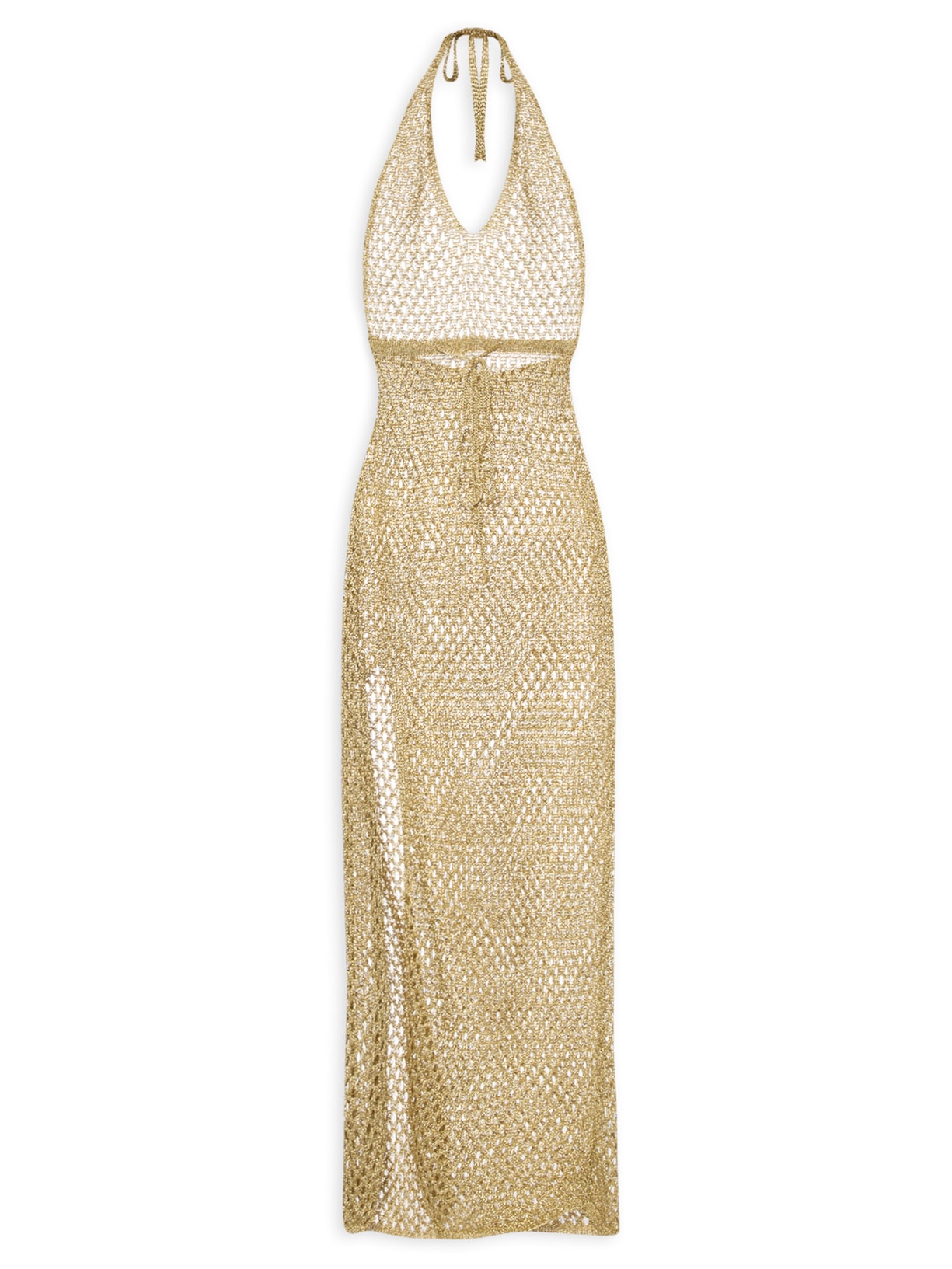 Vestido Midi Tricot - Dourado