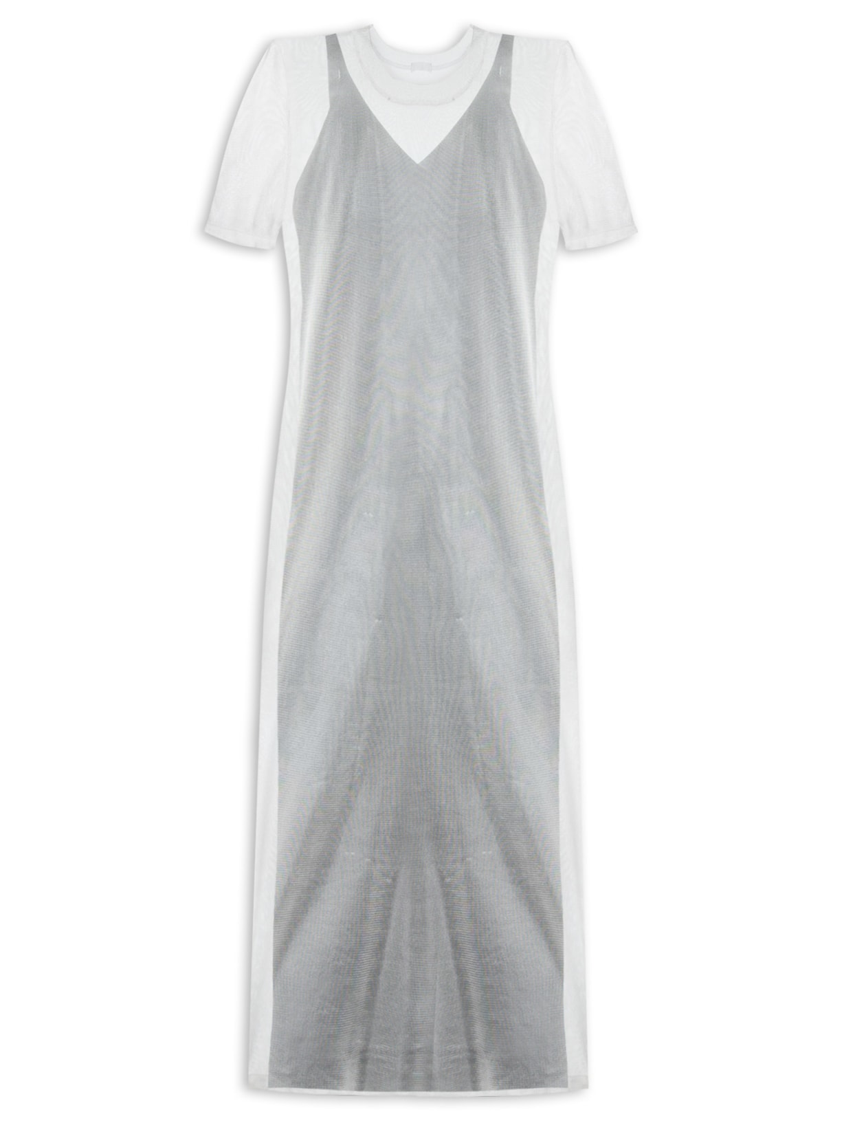 Vestido Midi Tricot Sobreposição Branco Osklen