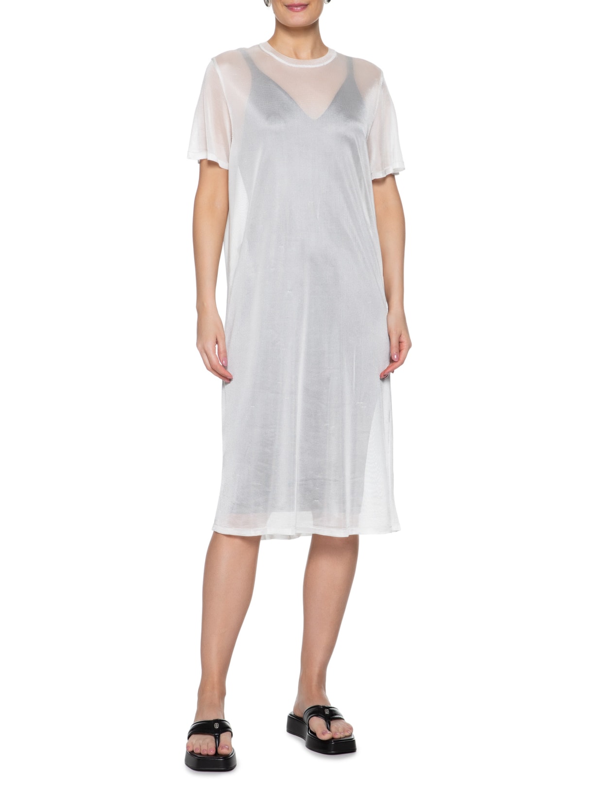 Vestido Midi Tricot Sobreposição Branco Osklen