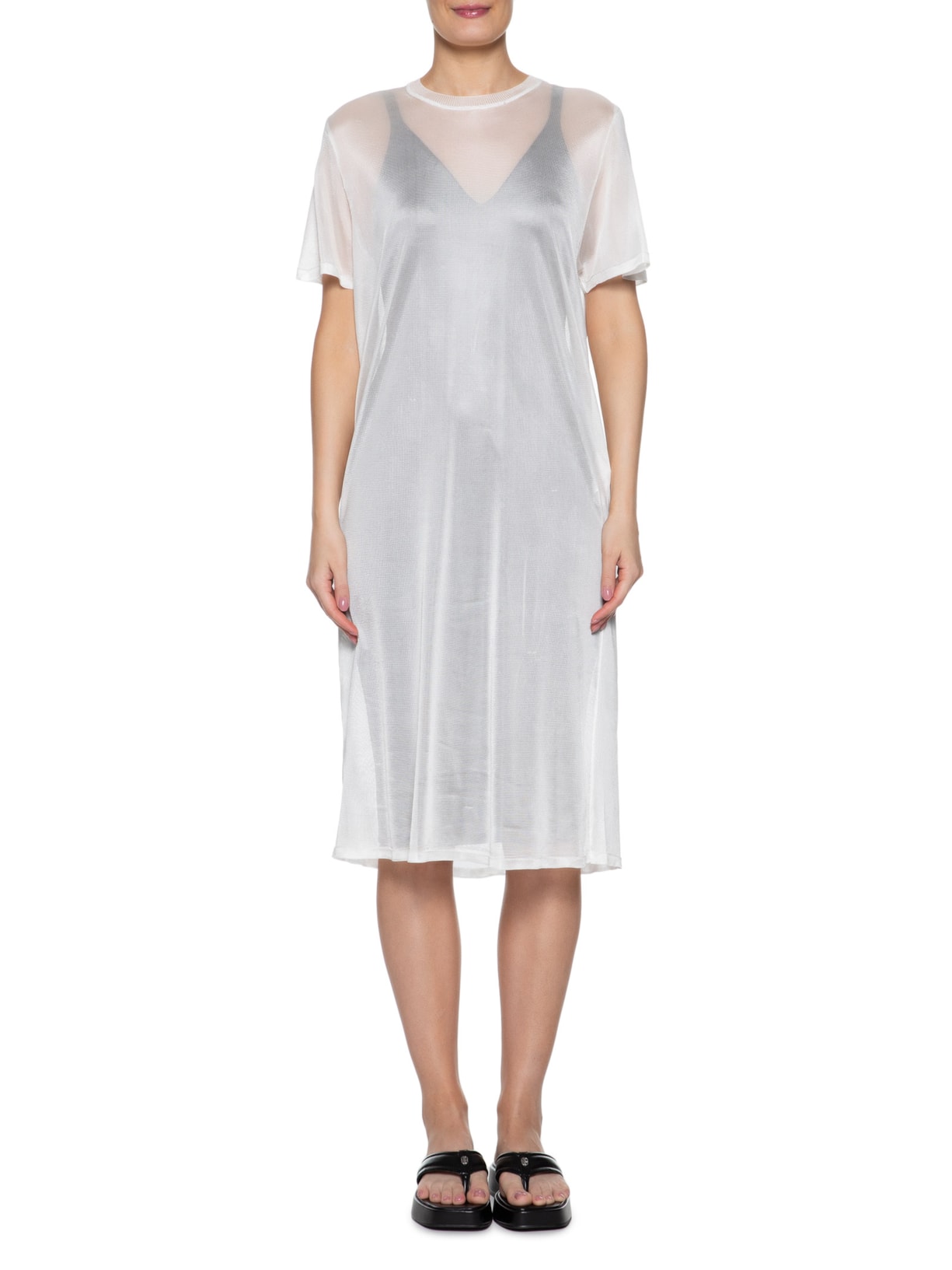 Vestido Midi Tricot Sobreposição Branco Osklen