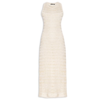 Vestido Midi Tricot Transparente - Off White