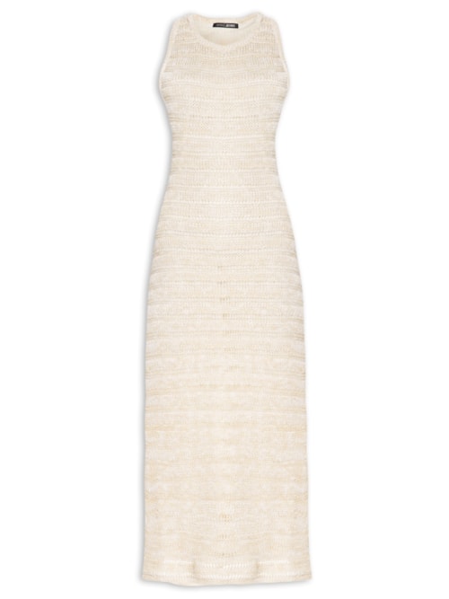 Vestido Midi Tricot Transparente - Off White