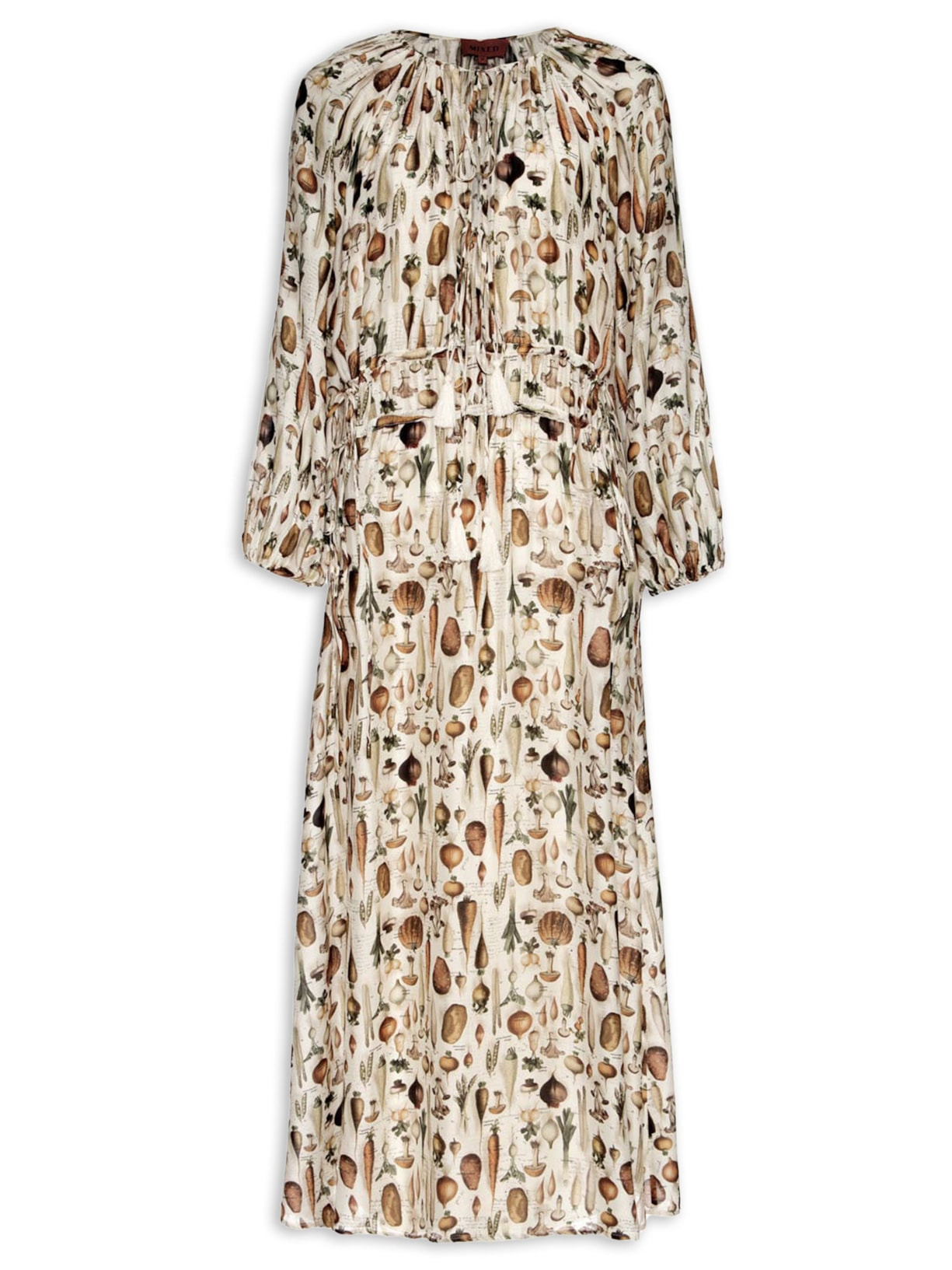 Vestido Midi Tubérculos Off White Mixed