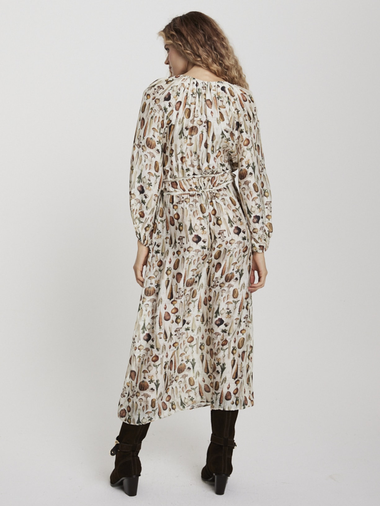 Vestido Midi Tubérculos Off White Mixed