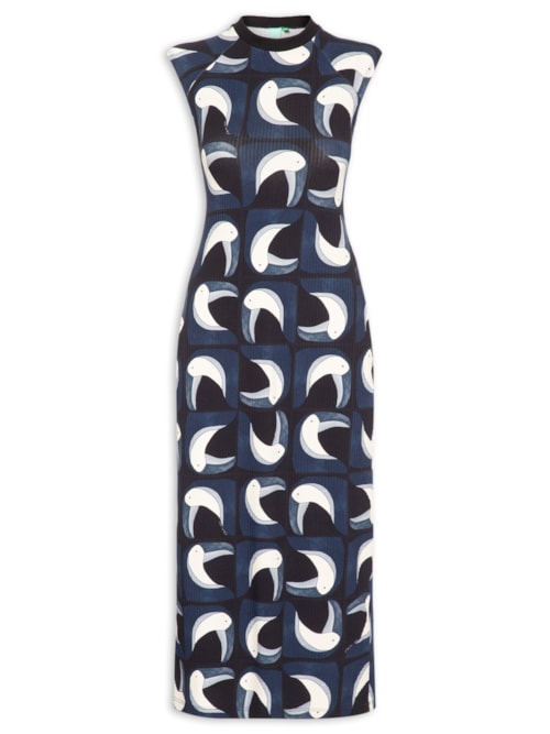 Vestido Midi Tuca Tropical – Preto