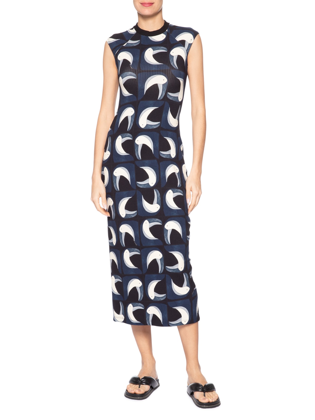 Vestido Midi Tuca Tropical  – Preto Farm