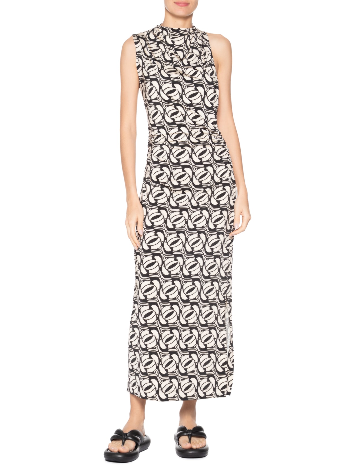 Vestido Midi Tuca Xadrez Preto Farm