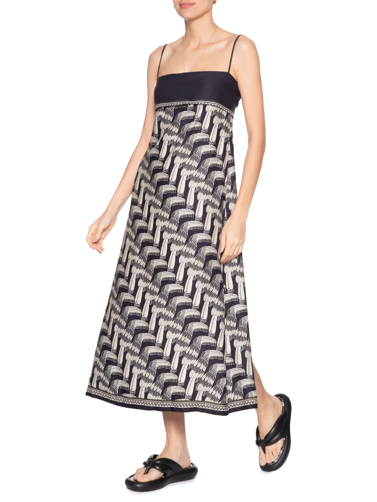 Vestido Midi Tucanário Preto Farm