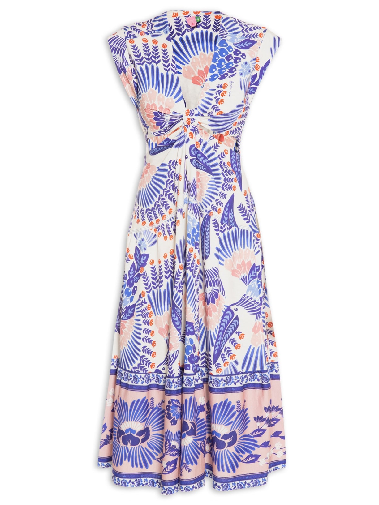 Vestido Midi Tucano Em Flor - Azul