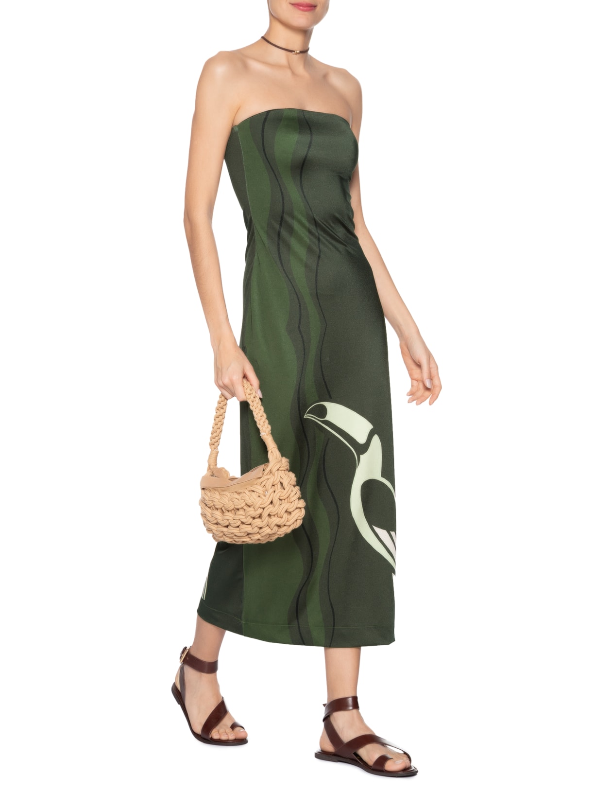 Vestido Midi Tucano Gráfico Verde Farm