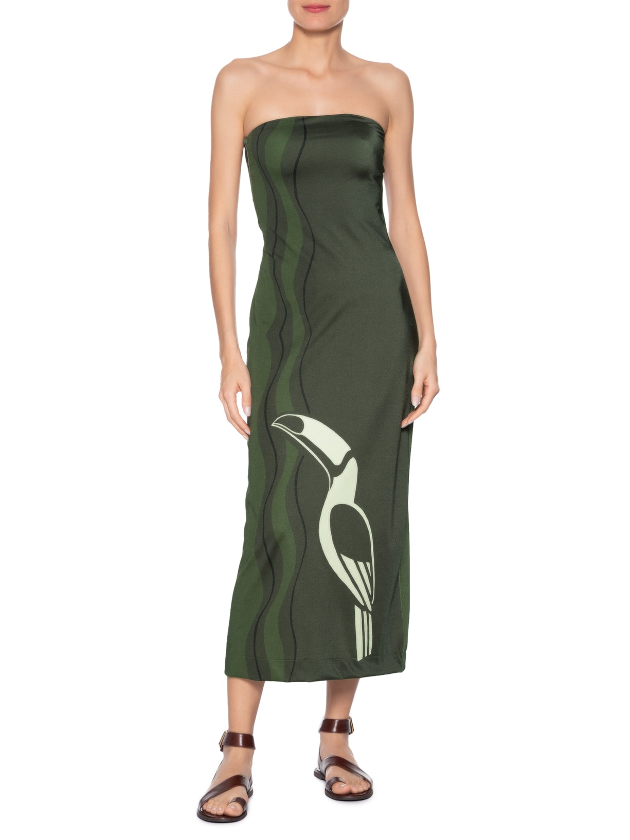 Vestido Midi Tucano Gráfico Verde Farm