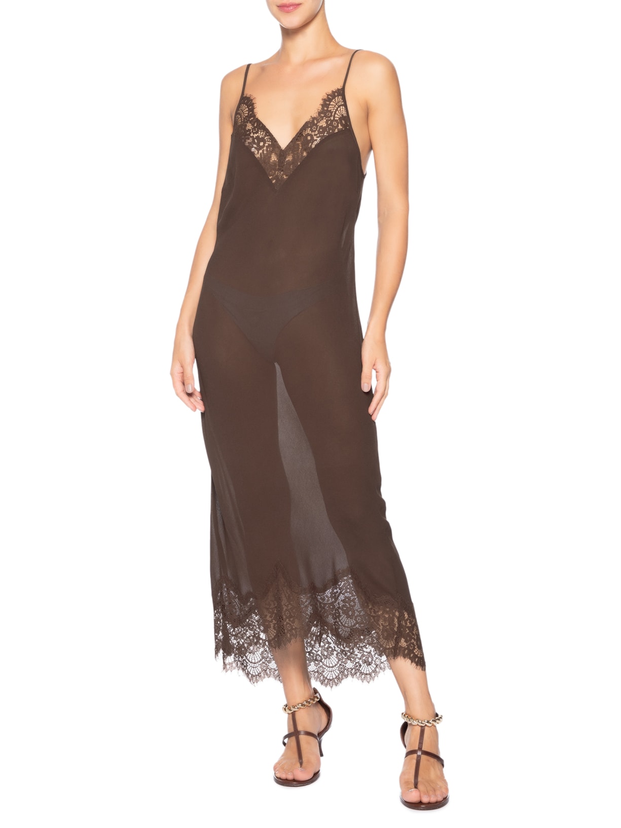 Vestido Midi Tule E Renda Preto Animale
