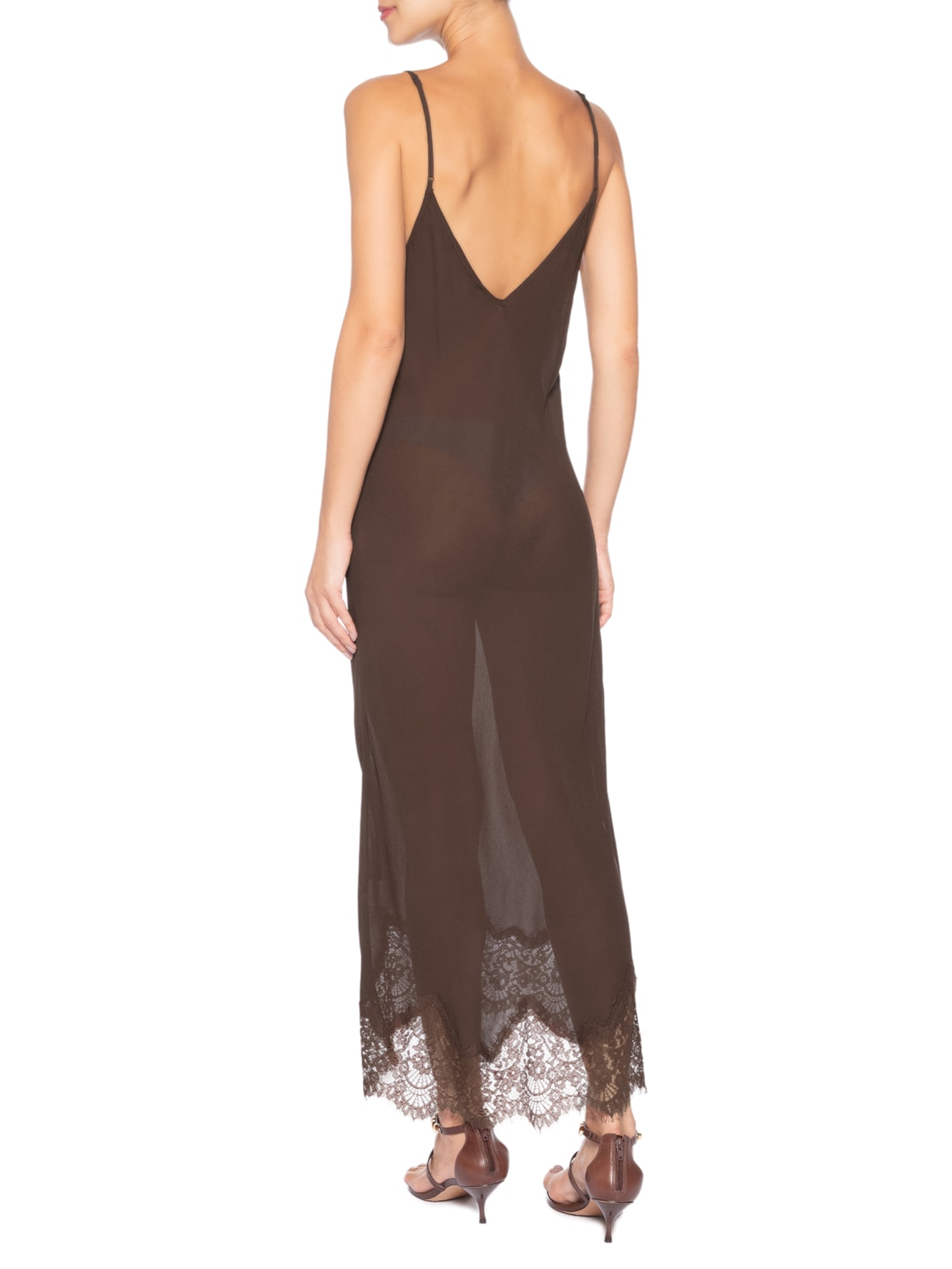 Vestido Midi Tule E Renda Preto Animale