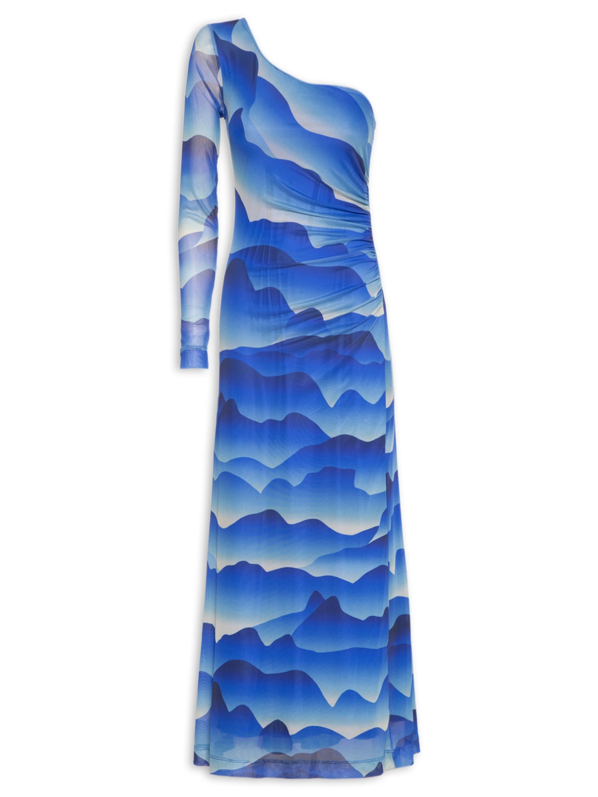 Vestido Midi Tule Estampa Urca - Azul