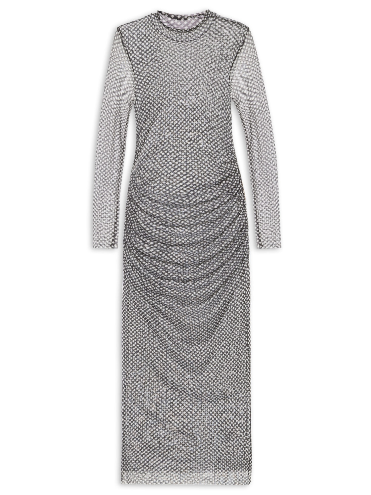 Vestido Midi Tule Geo Preto Animale