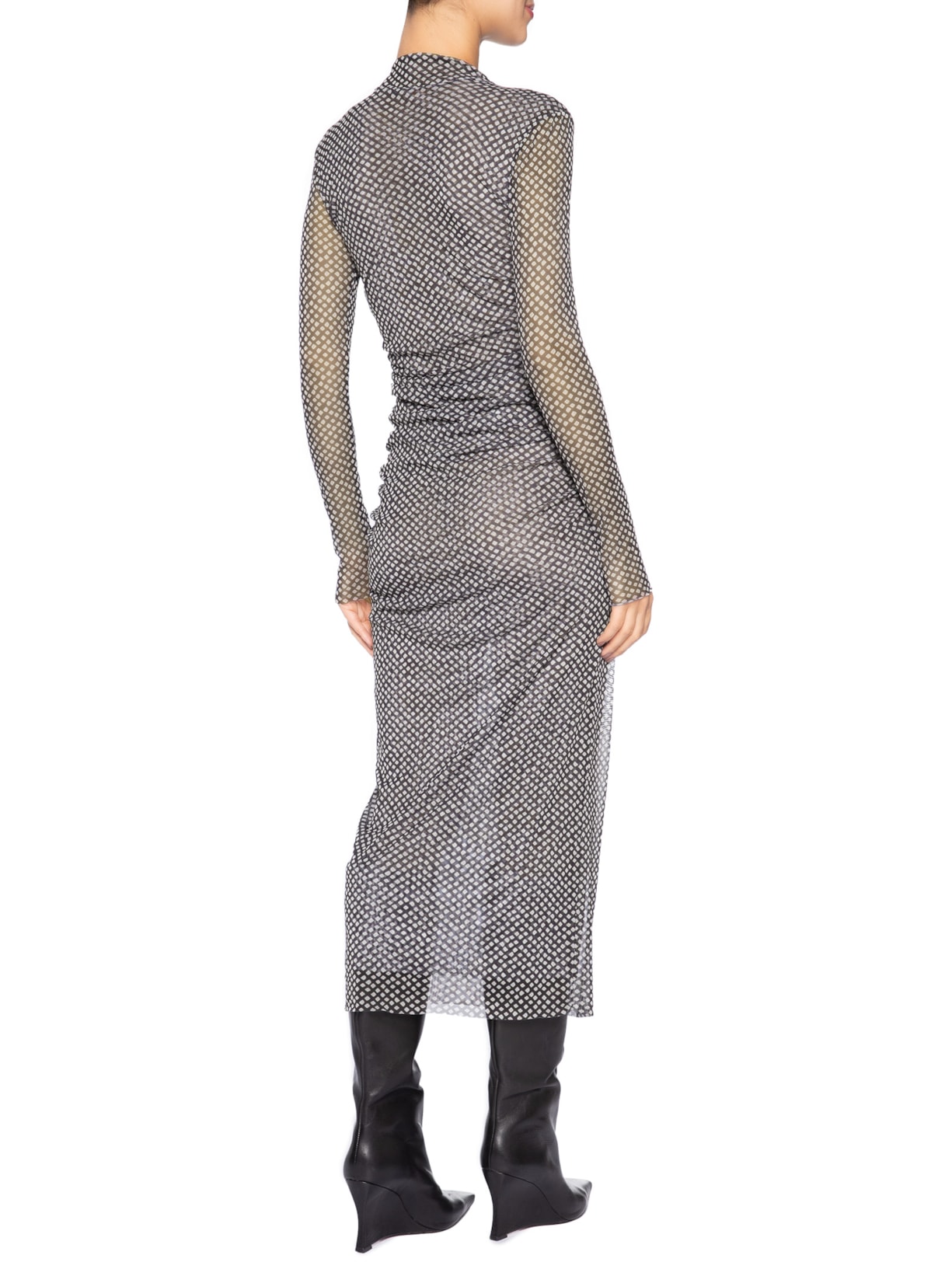 Vestido Midi Tule Geo Preto Animale