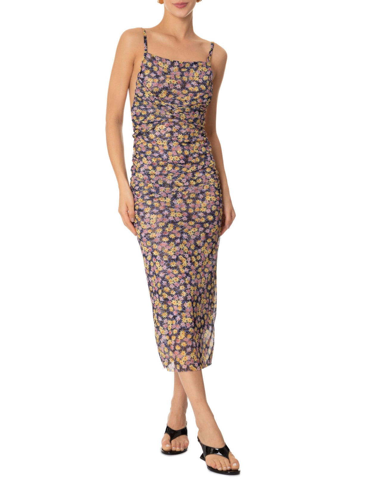 Vestido Midi Tule Liberty Rosa Animale