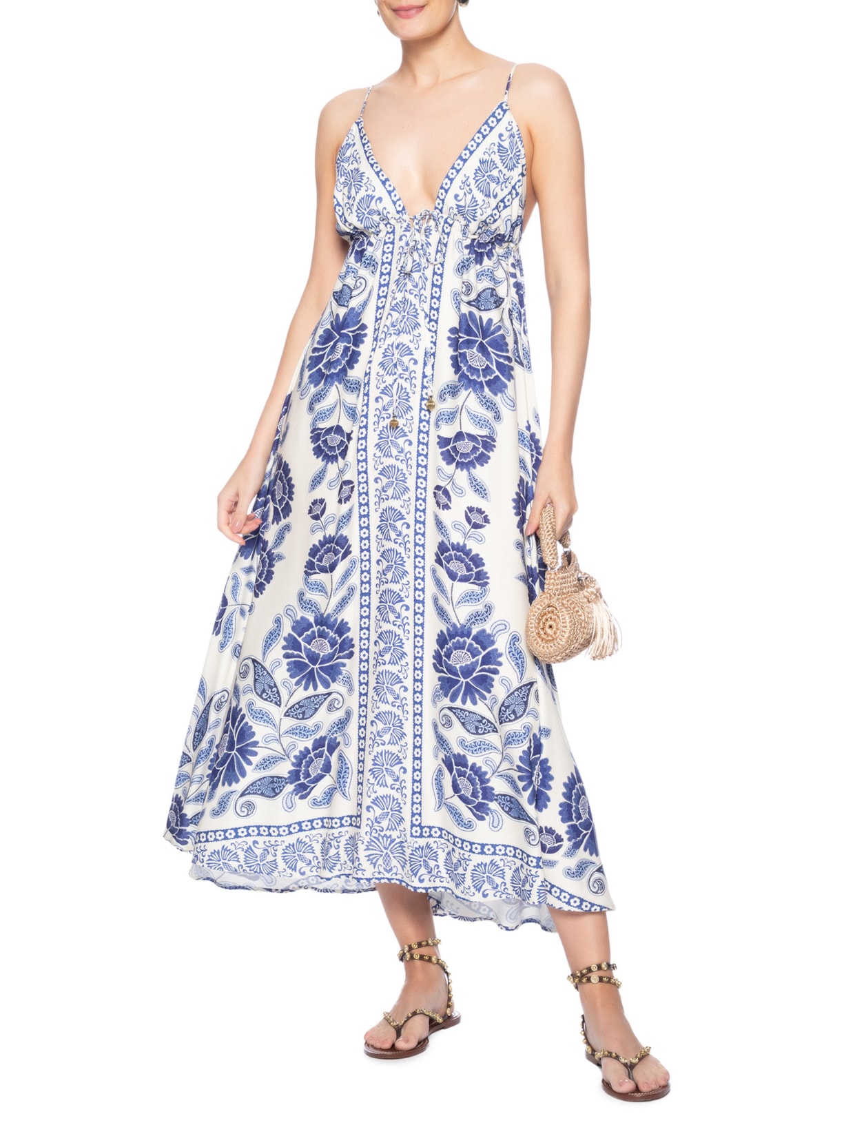 Vestido Midi Valentina Branco Farm