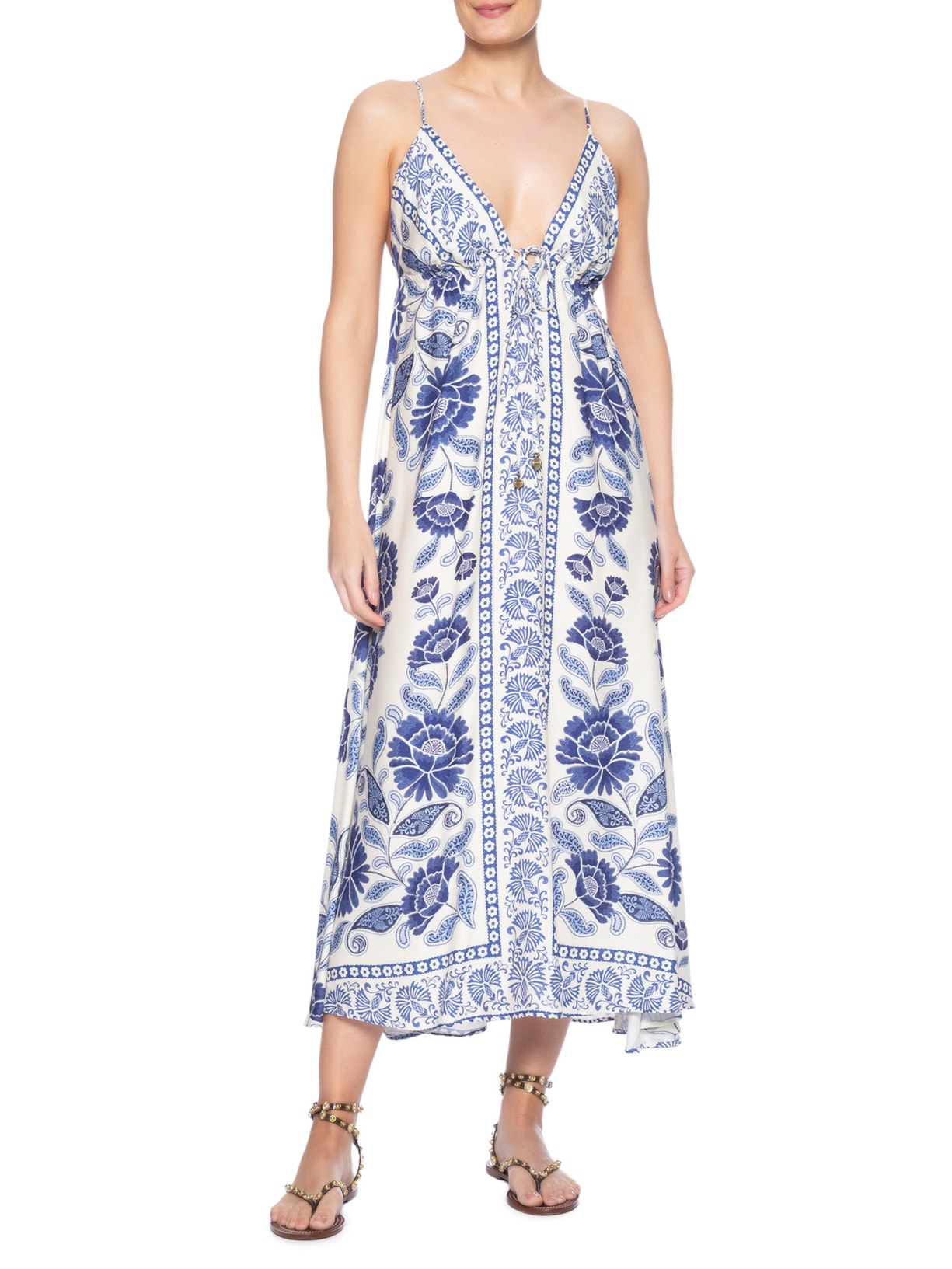 Vestido Midi Valentina Branco Farm