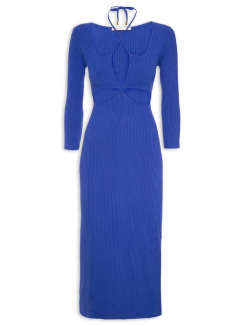 Vestido Midi Vazado - Azul