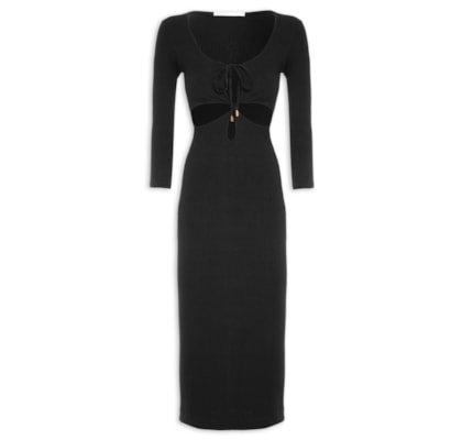 Vestido Midi Vazado - Preto