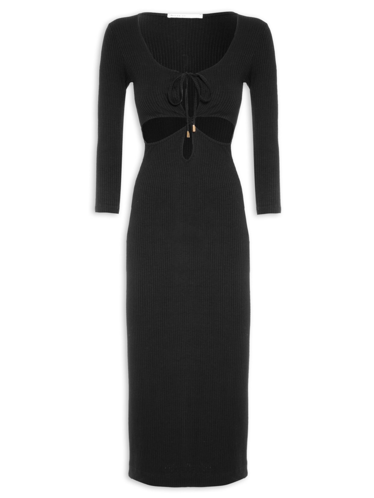 Vestido Midi Vazado - Preto