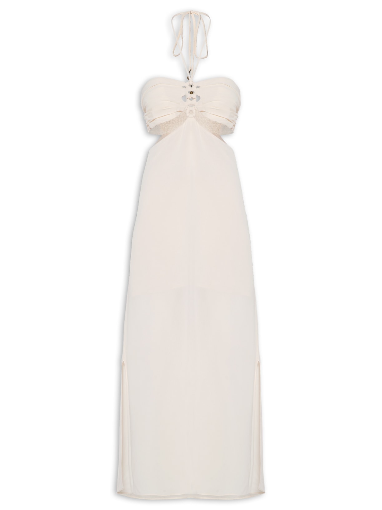 Vestido Midi Vazados Ggt - Off White
